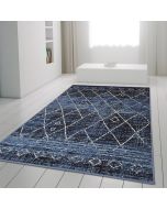 Geometric Blue Black Rug Diamond Aztec Pattern  by Viva Rugs