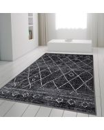 Geometric Dark Grey Black Rug Diamond Aztec Pattern  by Viva Rugs