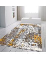 Marble Abstract Rug Grey Mustard Yellow Distressed Pattern Soft Rug  by Viva Rugs