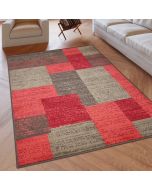 Modern Rug Geometric Brown Red Patterned Soft Rug  by Viva Rugs