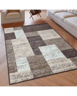 Modern Rug Geometric Brown Beige Patterned Soft Rug  by Viva Rugs