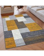 Modern Rug Geometric Grey Mustard Yellow Patterned Soft Rug  by Viva Rugs