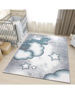 Grey Blue Kids Rug Bear and Stars Nursery Rug  by Viva Rugs