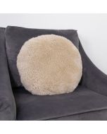 Beige Short Pile Sheepskin Circle Cushion by Natvie