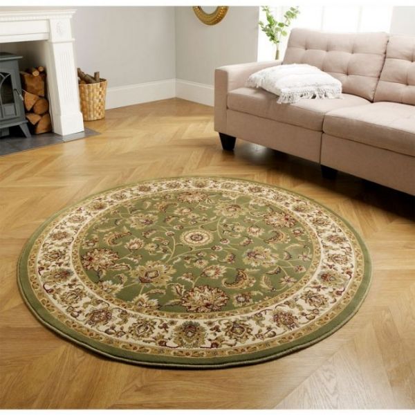 Rug Style Traditional Poly Sandringham Green Circle Rug | Ashanti Rugs